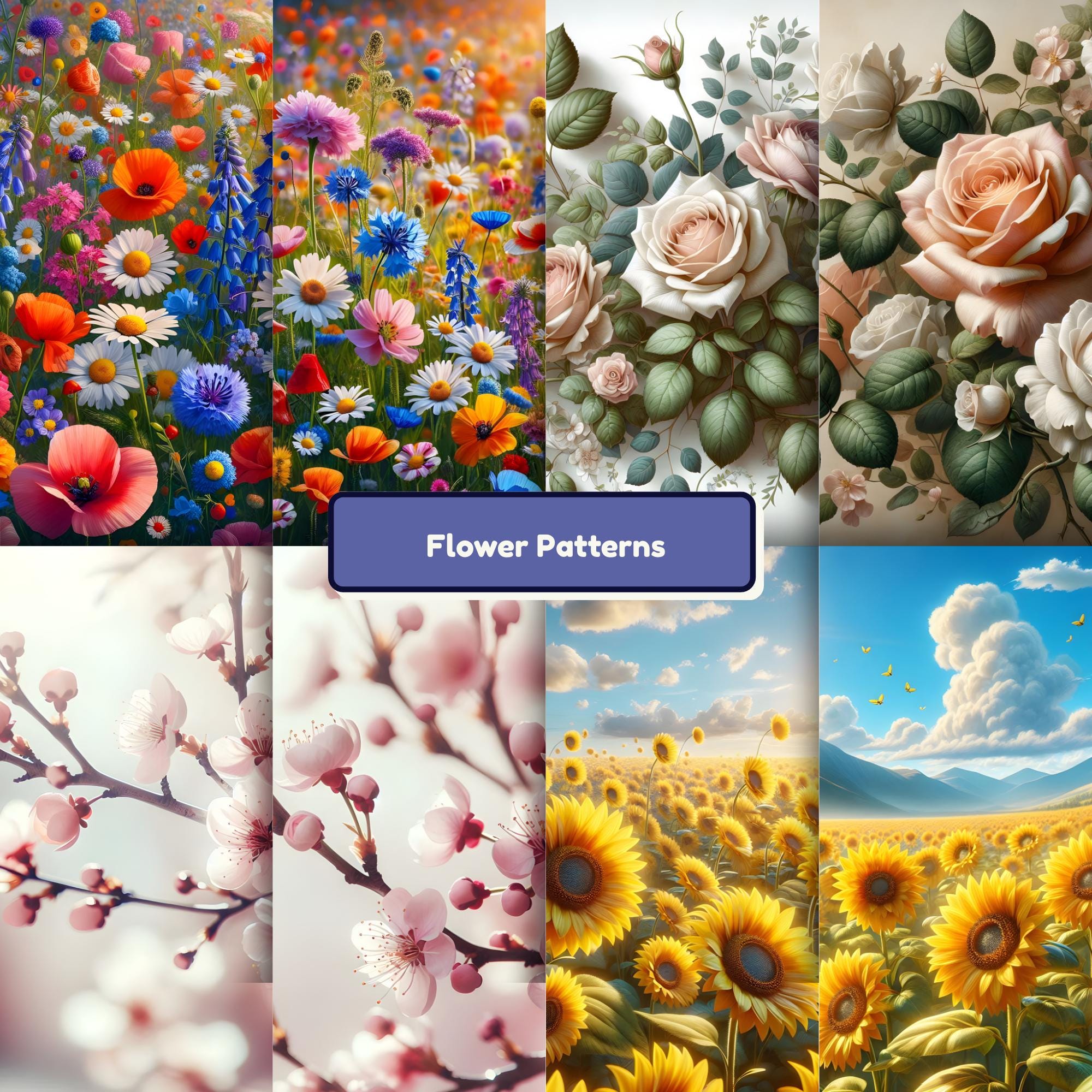 Watercolor Floral Digital Paper Pack • Seamless 12x12 Spring Flower ...