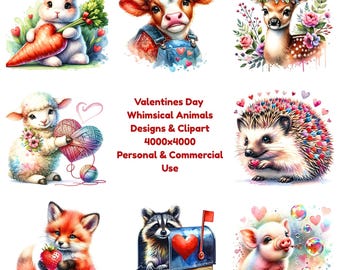 Whimsical Animal Clipart PNG Bundle | Cute Cartoon Animals for Stickers, Scrapbooking & POD