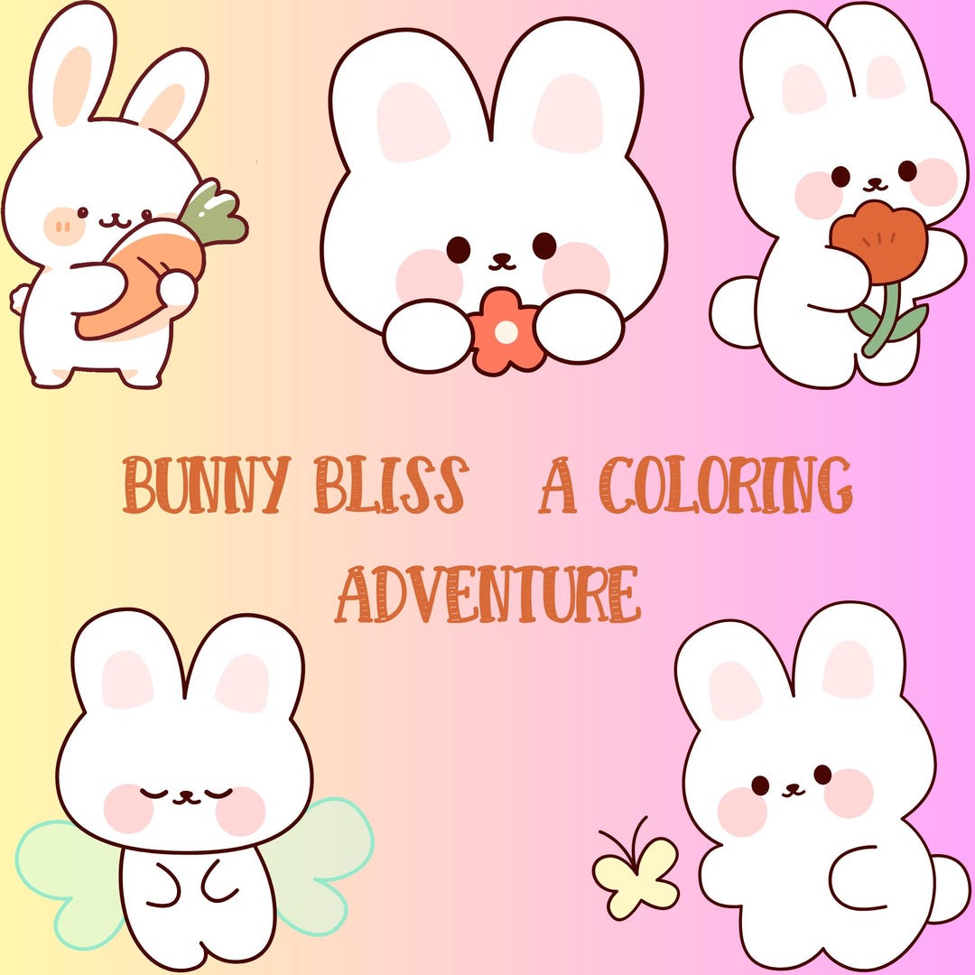 Bunny Coloring Pages Digital Book Cute Coloring Pages for Kids Digital ...