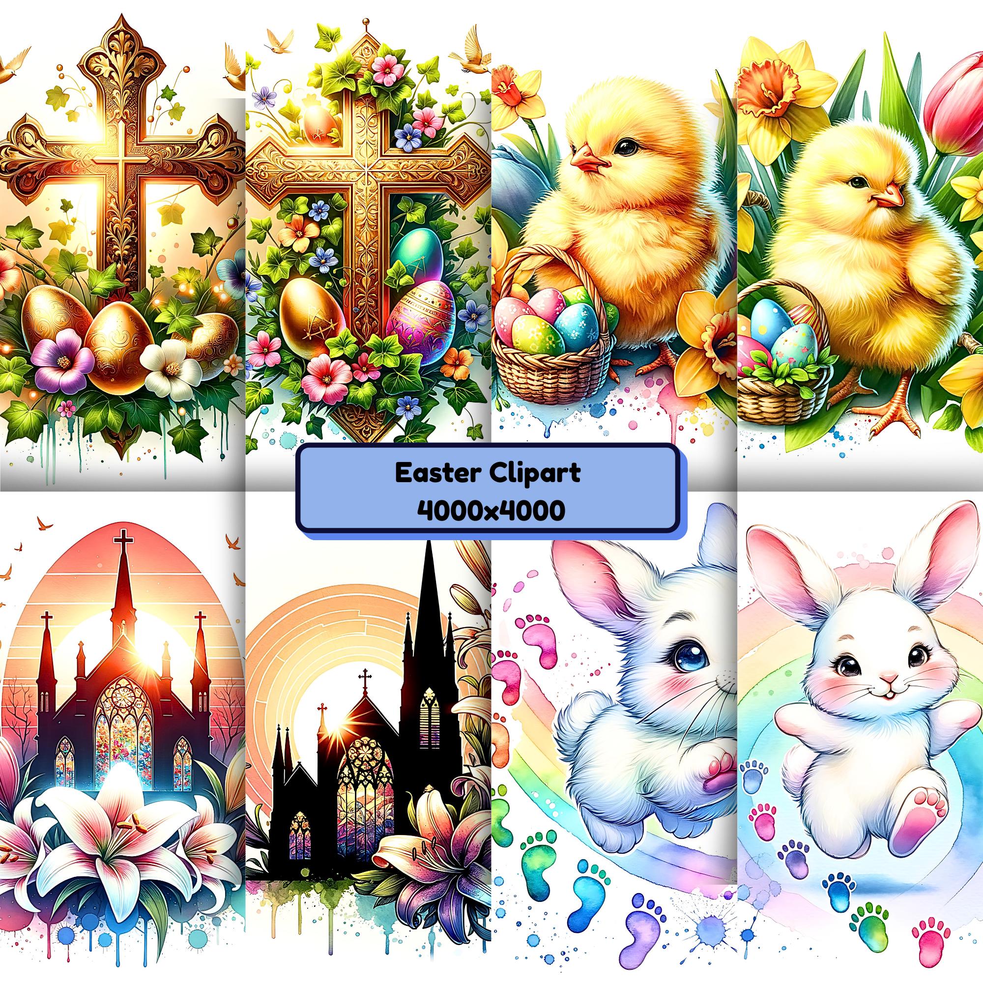 Pastel Easter Bunny Clipart PNG Bundle | Cute Spring Bunny Graphics for ...