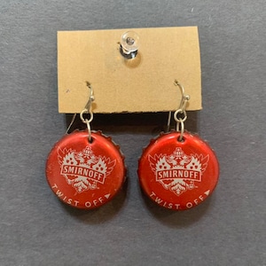 Handmade Beer Bottlecap Earrings – Upcycled Jewelry, Eco-Friendly Statement Accessories
