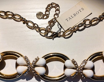 Vintage Talbots Butterfly Link Statement Necklace - Beautiful Bling Overload, NEW with Tag!