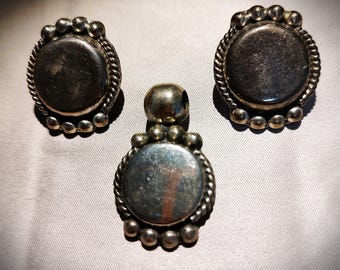 Vintage 925 Sterling Earring & Pendant Set - Crafted In Mexico!
