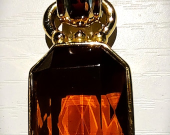 Gorgeous Vintage Emerald-Cut Gemstone Pendant: Polished Gold-Tone Frame with Huge Bail!