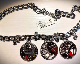 Vintage Retired Brighton Fashionista City Chic Necklace – Enamel Pendants, Swarovski Crystals, NEW With Tags!