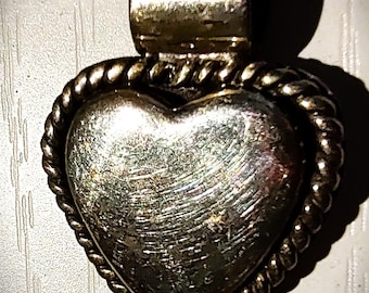 Vintage 925 Sterling Puffy-Heart Pendant - Crafted In Mexico!