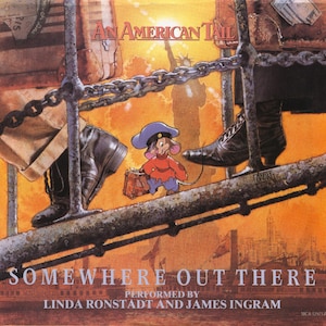 From 1986, &quot;Somewhere Out There,&quot; by Linda Ronstadt and James Ingram 45 RPM Record on MCA Records Records - Used
