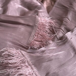 LINEN ABAYA OSTRICH FEATHER TRIM main image 0