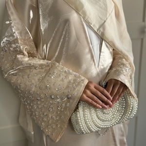 Luxury Sequin Organza Abaya: 4-Piece Occasion Set