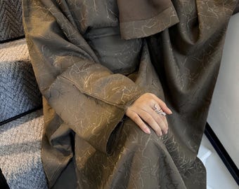 Abaya żakardowa, Abaya motyl, Abaya kieszonkowa, Abaya modlitewna, Khaki, Brązowa, Szara Abaya, Eid Abaya, Ramadan, Abaya lniana, Jilbab, Zwykła abaja