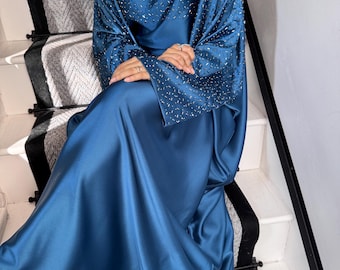Embellished Butterfly Abaya with Inner Belt - Dubai Luxury Modest Dress
