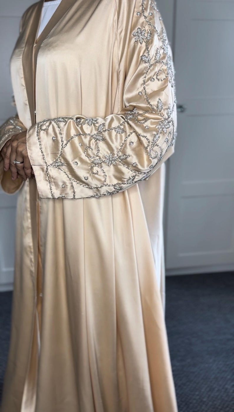 Sparkling Robe Luxury Satin Abaya: Hand-embellished, Ramadan Eid - Etsy