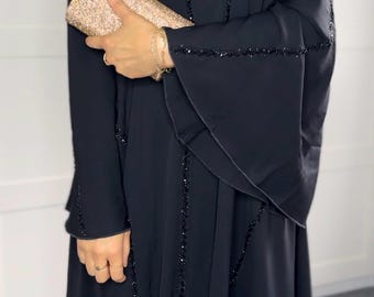 Elegant Umbrella Abaya, Silk, Satin, Batwing Abaya, Eid, Ramadan, Wedding Abaya, Islamic Clothing, Muslimah, Dubai Abayas, Nida, Black Abaya