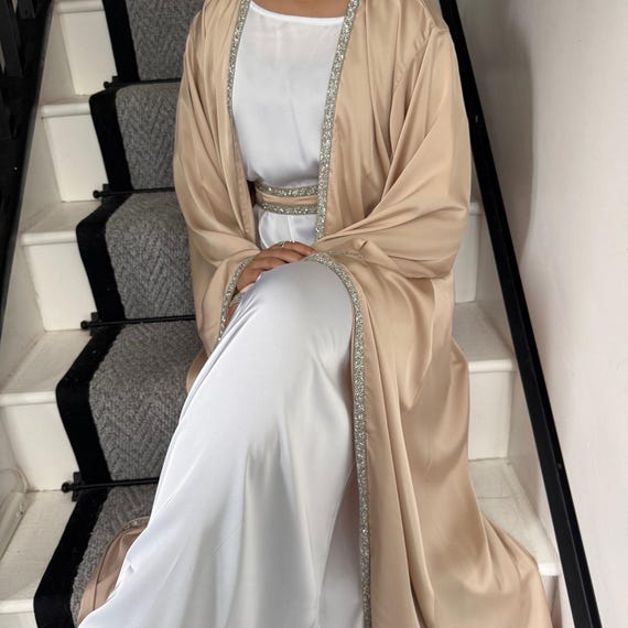 Luxury Embellished Satin Abaya Set: Eid Dress, Hijab and  display picture 2