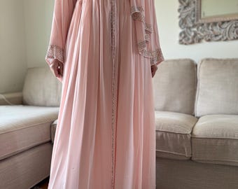 Luxury Chiffon Abaya with Gemstones: 4-Piece Occasion Dress