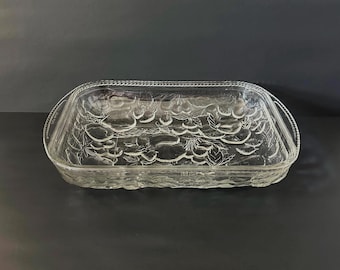 Vintage Libbey “Orchard Fruit” Clear Glass Casserole Dish