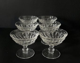 Vintage Fostoria Colony Swirl Champagne or Sherbet Footed Glasses - Set of 6