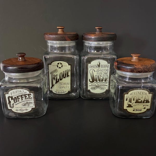 Vintage Anchor Hocking Glass Canisters - Set of 4