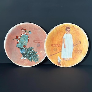 Vintage Norman Rockwell Christmas Plates - Set of 2