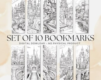 Mystical Fantasy World Coloring Bookmarks V3 (PDF and PNG Download)