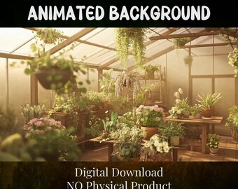 Vídeo animado em HD com fundo em loop contínuo de 10 segundos - Ambiente tranquilo de jardim - Estufa V2