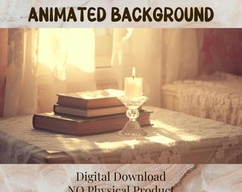 4K Animated Background Seamless Loop MP4 10 second, Digital Download, Reading by Candlelight V1