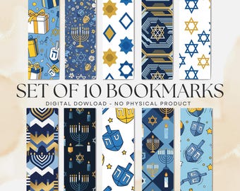Hanukkah Bookmarks V1, Festival of Lights, PDF and PNG Digital Download, Booklovers Gift