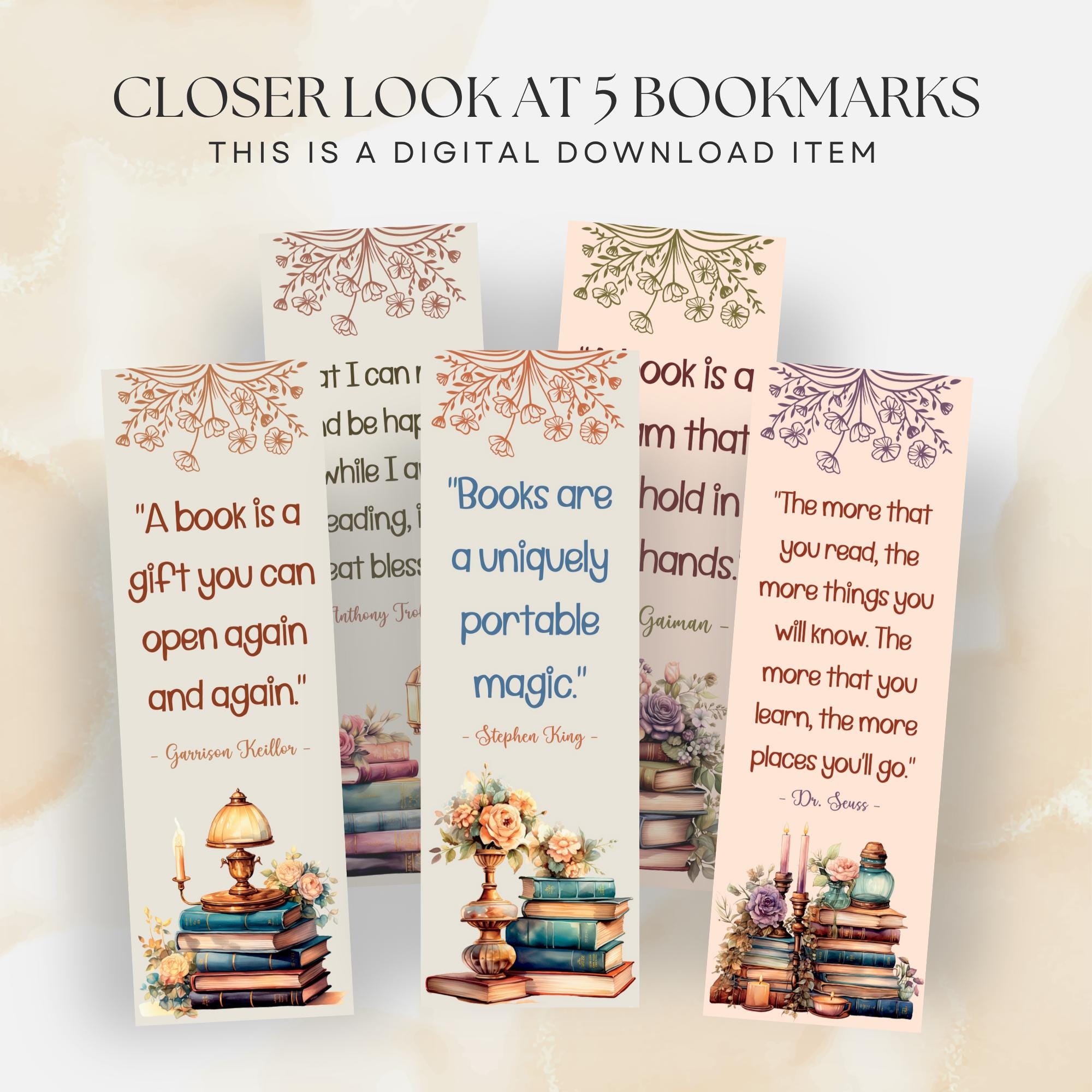 Bookmaker For Book Printable Bookmarks for Book Lovers: DIY Gift (PDF Download) - Etsy
