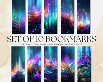 Neon Forest Bookmarks: Printable DIY Gift (PDF and PNG Download, 10 Designs)