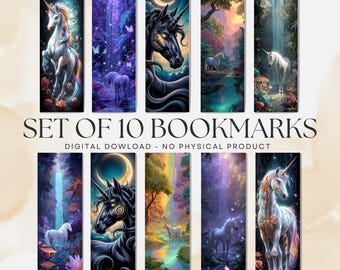 Unicorn Bookmarks V3 Printable DIY Gift for Book Lovers (PNG and PDF Download)