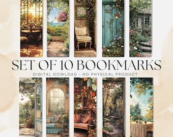 Junk Journal Cozy Garden Bookmarks, Set of 10 (Digital Download, PDF and PNG) V2