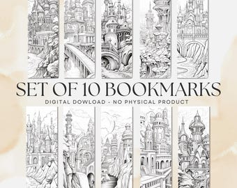 Mystical Fantasy World Coloring Bookmarks V2 (PDF and PNG Download)