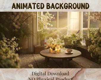 4K Animated Background, Seamless 10 second MP4 Loop, PNG Wallpaper, Cottagecore Window Nook V2