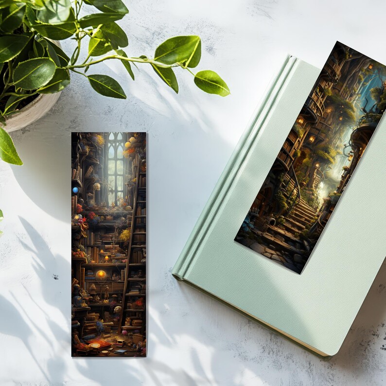 Fantasy Library Bookmarks Printable Gift Set of 10 (PDF and PNG ...
