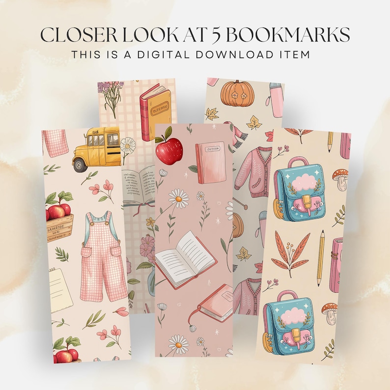 Back to School Bookmarks V1, DIY Gifts (digital Download, PDF and PNG ...