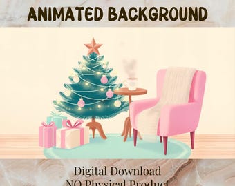 Fundo animado em 4K, Natal Lofi fofo V1, Loop MP4 de 10 segundos, Papel de parede PNG