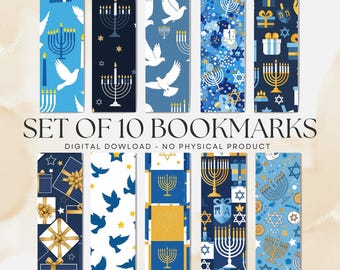 Hanukkah Bookmarks V2, Festival of Lights, PDF and PNG Digital Download, Booklovers Gift