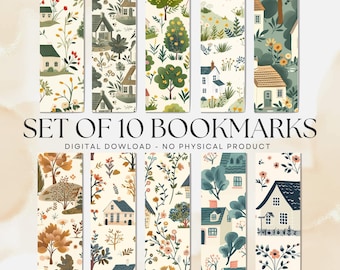Country Cottagecore Bookmarks, Book Lover Gift (PDF and PNG Download)