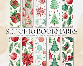 Merry Bright Christmas Printable Bookmarks: Book Lover Gift (PDF and PNG Download)