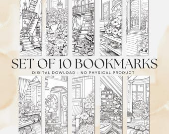 Cozy Home Coloring Bookmarks V3, (PDF and PNG Download)