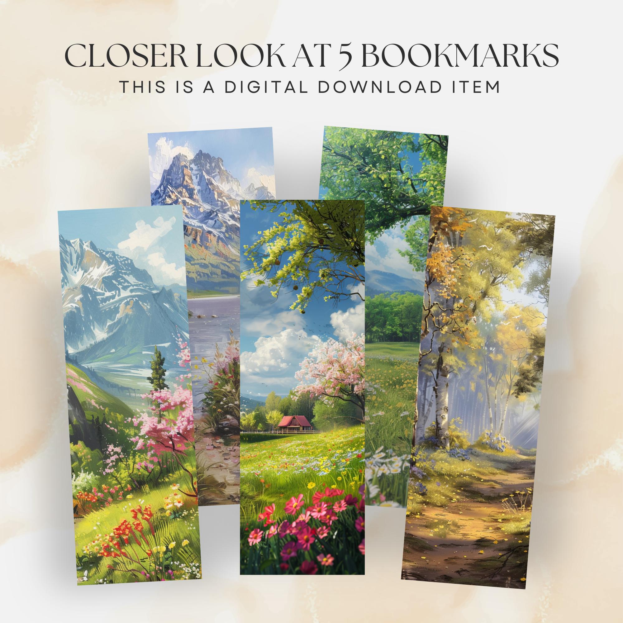 Springtime Bookmarks Library Springtime Landscape V2 Bookmarks, DIY Gift (PDF and PNG Digital ...