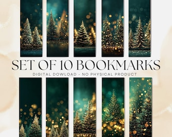 Emerald Forest Bookmarks: Printable DIY Gift (PDF and PNG Download, 10 Designs)