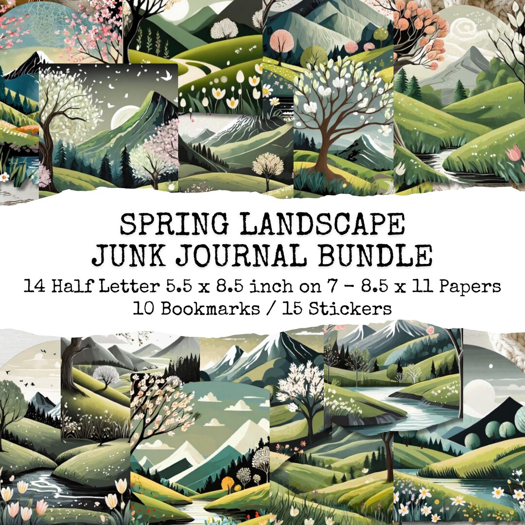 Spring Landscape Junk Journal Bundle, Printable Journal Pages ...