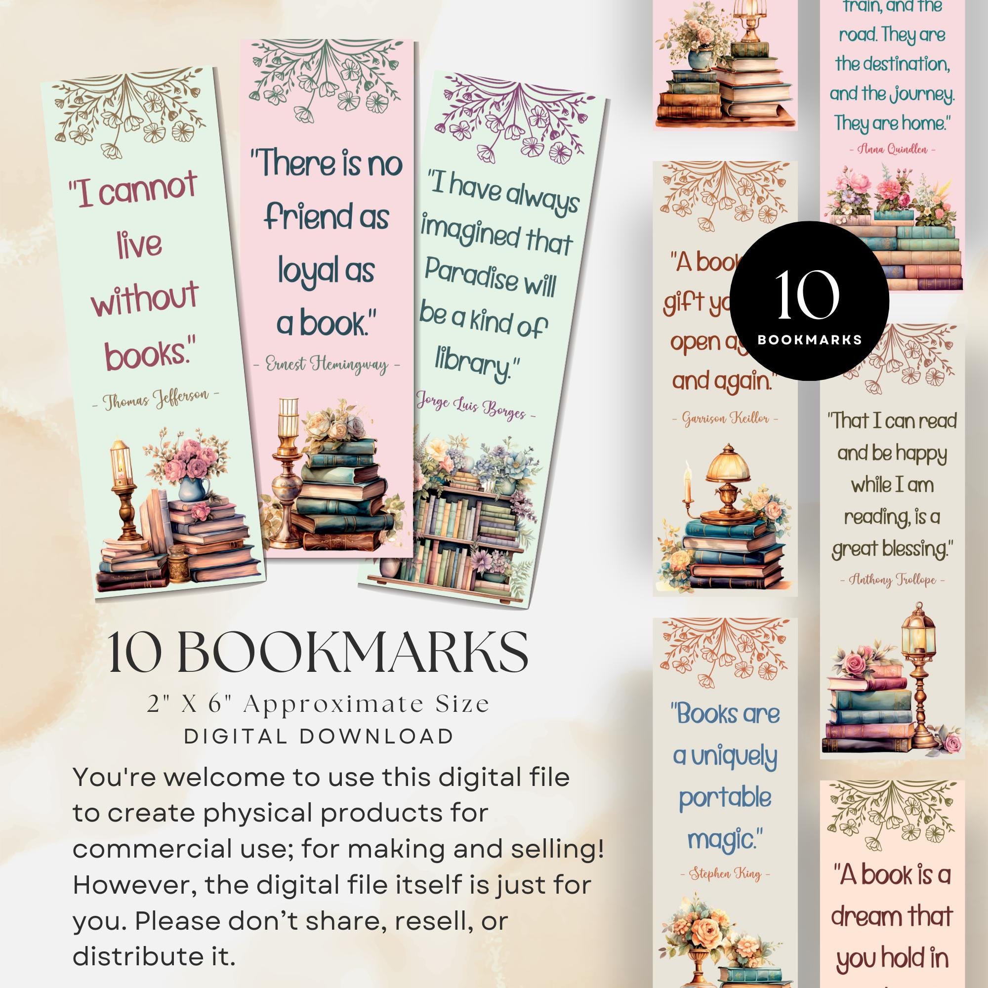 Bookmaker For Book Printable Bookmarks for Book Lovers: DIY Gift (PDF Download) - Etsy
