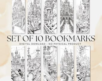 Mystical Fantasy World Coloring Bookmarks V1 (PDF and PNG Download)
