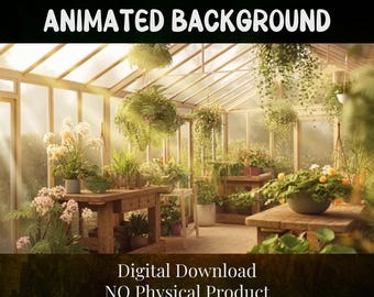 Vídeo animado em HD com fundo em loop contínuo de 10 segundos - Ambiente tranquilo de jardim - Estufa V1