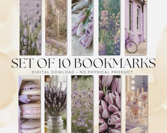 Cottagecore Bookmarks: Book Lover Gift, Purple Designs (PDF and PNG Digital Download)