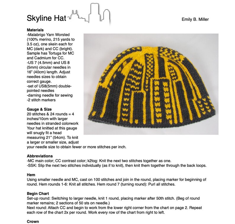 Skyline Hat- Knitting Pattern PDF - for Stranded Colorwork - Etsy