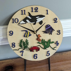 Under the Sea Kid&#39;s Wall Clock, Ocean Clock, Kids Room Personalized Decorations, Nursery Clock, Kids Room Clock, Gift for kids