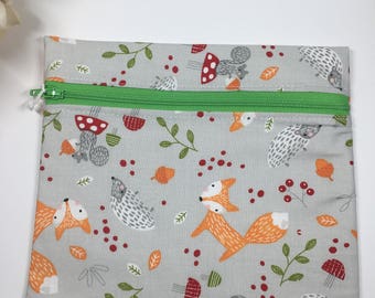 Re-usable sandwich bag - food safe - foxes PRICE INCLUDES SHIPPING within Canada